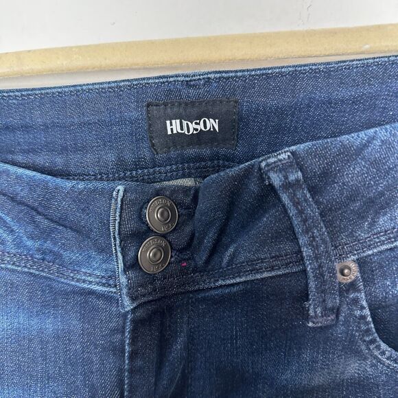 Hudson Collin Dark Blue Wash Low Rise Electric Clover Skinny Denim Jeans Size 26 - Picture 6 of 16
